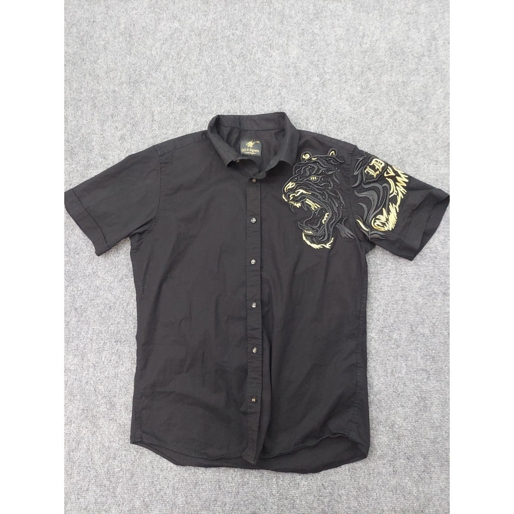 Les D Signers Shirt Womens 2XL Tiger Embroidered Embellished Short Sleeve Button
